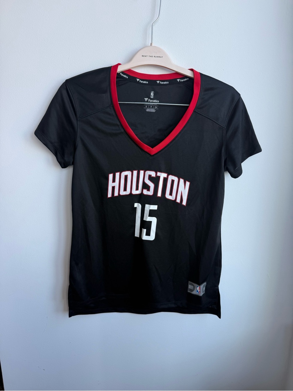 Fanatics Houston Rockets #15 Black Red V-Neck Jersey Tee - Capela